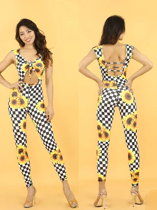 La Fitwear Jumpsuit Tie Up Sunflower Cotton jumpsuit, Soft fabric, Comfortable, Everyday style La Fitwear Jumpsuit Tie Up Sunflower Cotton jumpsuit, Soft fabric, Comfortable, Everyday style