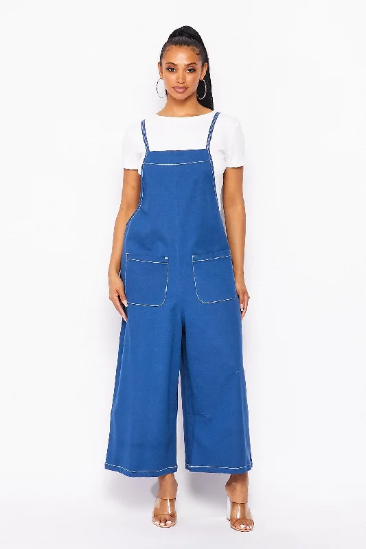 NAVY BLUE FRONT POCKETS WIDE LEG JUMPSUIT AMR111 Overalls jumpsuit, Casual wear, Relaxed fit, Comfortable NAVY BLUE FRONT POCKETS WIDE LEG JUMPSUIT AMR111 Overalls jumpsuit, Casual wear, Relaxed fit, Comfortable