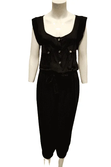 Bar III black, short sleeve, crop jumpsuit with belt size S Jumpsuit with belt, Waist tie, Slim fit, Fashionable Bar III black, short sleeve, crop jumpsuit with belt size S Jumpsuit with belt, Waist tie, Slim fit, Fashionable