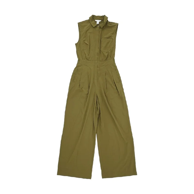 Olive Solid Jumpsuit Vintage-inspired jumpsuit, Retro style, Trendy, Chic