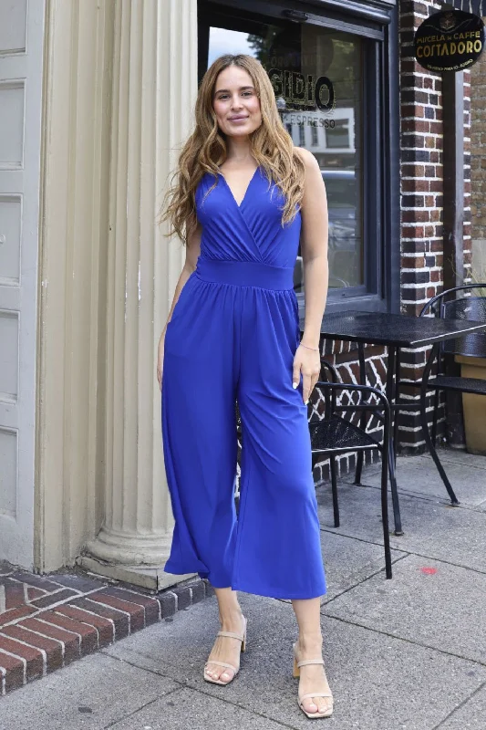 Petite V-neck Sleeveless Jumpsuit (Royal) Backless jumpsuit, Sexy, Night out, Trendy Petite V-neck Sleeveless Jumpsuit (Royal) Backless jumpsuit, Sexy, Night out, Trendy