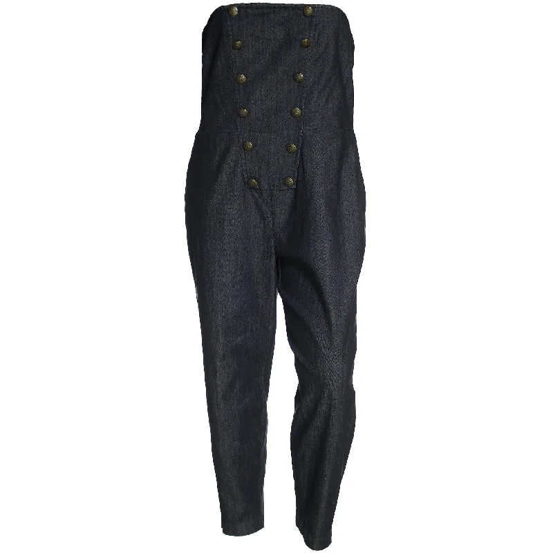 Rachel Roy Blue Denim Strapless Button Detail Jumpsuit Button-up jumpsuit, Relaxed, Casual, Street style Rachel Roy Blue Denim Strapless Button Detail Jumpsuit Button-up jumpsuit, Relaxed, Casual, Street style