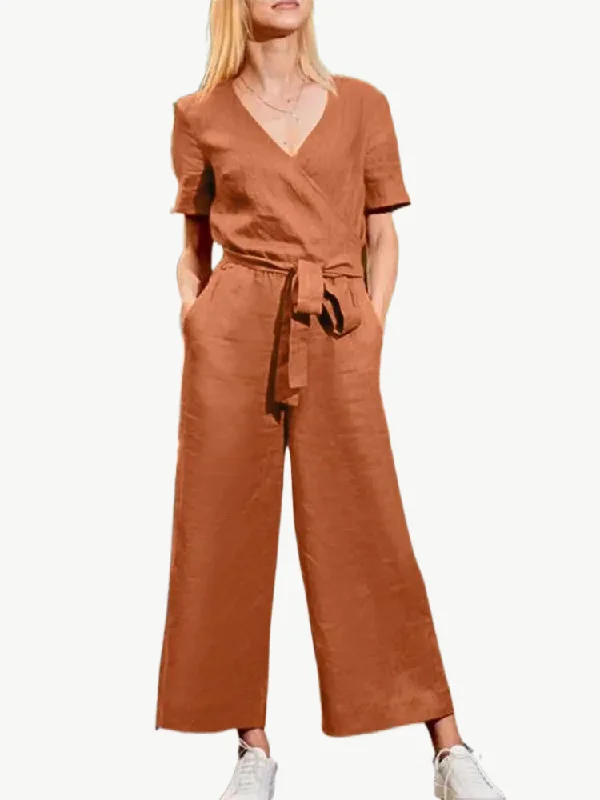 Pumpkin Spice V-Neck Cotton Womens Jumpsuit Printed jumpsuit, Bold pattern, Casual, Fashionable Pumpkin Spice V-Neck Cotton Womens Jumpsuit Printed jumpsuit, Bold pattern, Casual, Fashionable